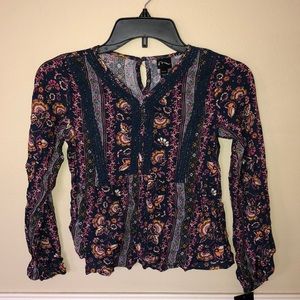 🆕Art Class | Navy Peasant Top